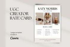 UGC Creator Rate Card Template, Editable UGC Rate Card Canva Template, – Business Chic Studio