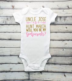 Uncle & Aunt will you be my godparents? in black and gold vinyl carters brand bodysuit Baby Announcement Grandparents, Baby Coming Soon, Famous Babies, Newborn Bodysuit, Baby Coming, Hello World, God Parents, Baby Sister, Coming Home Outfit