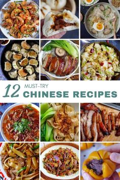 the twelve chinese dishes are shown in this collage