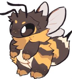 a drawing of a cute little bee with big eyes and stripes on it's body