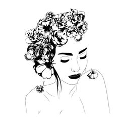 a woman with flowers in her hair