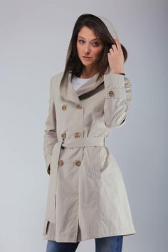 NEW COLLECTION  Beautiful double-breasted trench coat with hood  /hooded extravagant raincoat /HandeMade jacket/Viema Raincoat Trench Coat With Hood, Hooded Wool Coat, Short Trench Coat, Hooded Trench Coat, Coat With Hood, Haikou, Double Breasted Trench Coat, Hooded Raincoat, Belted Jacket