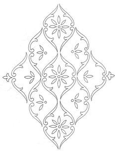 an intricate design is shown in the shape of a flower, with leaves and scrolls on it