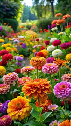 many different colored flowers in a garden