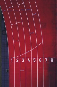 an overhead view of a track with numbers on it