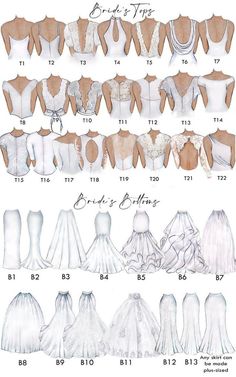 the different types of wedding gowns are shown in this diagram, which shows how to choose