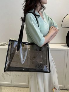 Bird in Bag - Large Clear PVC Beach Bag Casual Plastic Travel Bags, Casual Travel Bag Made Of Plastic, Clear Plastic Travel Bag, Casual Clear Bags For Daily Use, Casual Plastic Shoulder Bag For Daily Use, Casual Daily Use Plastic Shoulder Bag, Trendy Plastic Travel Bags, Everyday Plastic Tote Bag, Everyday Use Plastic Tote Bag