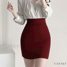 Lasaky - Stylish White Half-Skirt with High Waist and Red Pocket Accents Elegant Red Pencil Mini Skirt, Red Pencil Skirt For Office, Elegant High Waist Red Skirt, Red Lined Pencil Skirt For Office, Office Red Pencil Skirt, Red Office Skirt For Spring, Red Pencil Mini Skirt For Office, Red Office Skirt, Red Skirt For Workwear