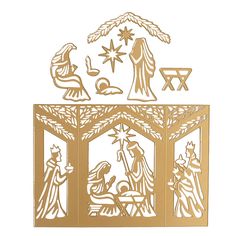 the nativity scene is cut out from paper