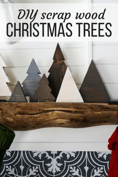 the diy scrap wood christmas trees are on display