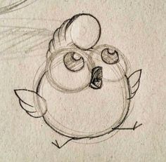 a drawing of an angry bird with two eyes