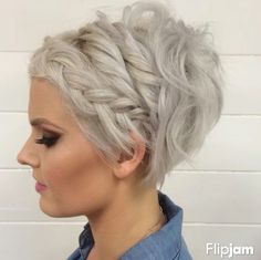 . Hairstyle For Prom, Short Braids, Top Hairstyles, Penteado Cabelo Curto, Braids For Short Hair, Hair Short, Hairstyles Short, Grey Hair