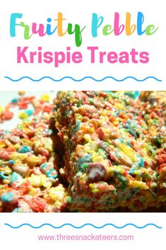 fruity pebble krispie treats with text overlay