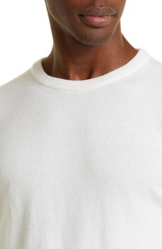 Bring a refined element to your look with this classic crewneck sweater knit from sumptuous cashmere yarns. Crewneck Long sleeves Ribbed cuffs and hem 100% cashmere Dry clean Made in Italy Men's Designer Clothing White Cashmere Tops With Ribbed Cuffs, Classic White Cashmere Top, Classic White Sweater With Ribbed Neckline, Classic White Cashmere Sweater, Classic White Crew Neck Sweater, White Cashmere Sweater, Zegna Men, Latest Sweater, Cashmere Yarn