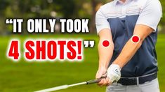 a man hitting a golf ball with the words, it only took 4 shots