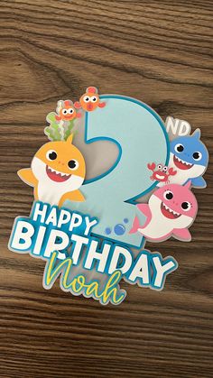 an image of a birthday card with the number two on it and three cartoon characters