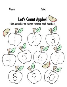 an apple counting game with numbers to 10 and the words'let's count apples '