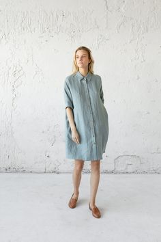 Linen Shirt Dress, Loose Linen Shirt, Women Tunic Dress Linen Shirts Dress combines a classic neckline and a comfortable loose cut. This perfectly fits different body shapes and heights and visualizes our unique vision on basic pants. With this shirt dress, You could easily and quickly create an incredibly comfy and stylish everyday city look. This is perfect with everything, from linen pants to shorts, cardigans, sneakers, or heels. You'll find them so easy to wear. D E S C R I P T I O N * Rela Oversized Short Sleeve Shirt Dress With Buttons, Oversized Shirt Dress With Rolled Sleeves, Oversized Short Sleeve Shirt Dress With Rolled Sleeves, Oversized Buttoned Shirt Dress For Summer, Oversized Linen Dress With Short Sleeves For Vacation, Oversized Summer Shirt Dress For Daywear, Oversized Short Sleeve Shirt Dress For Beach, Beach Dress With Relaxed Fit, Beach Dresses With Relaxed Fit And Rolled Sleeves