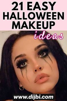 Easy Face Paint For Halloween, Halloween Makeup Scary Easy, Cheerleader Halloween Makeup, Cop Halloween Makeup, Quick And Easy Halloween Makeup Looks, Halloween Cheerleader Makeup, Make Up For Halloween Ideas Easy, Easy Ghost Makeup