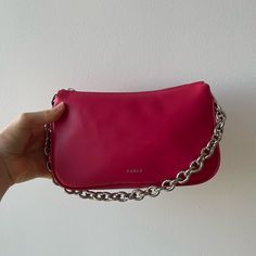 Brand New With Tags. Long Red Crossbody Strap Included. Chic Red Crossbody Baguette Bag, Trendy Red Baguette Bag For Evening, Trendy Red Baguette Bag For Everyday Use, Chic Red Baguette Bag For Everyday, Modern Red Baguette Bag For Everyday, Ladies Pouch, Moon Shoulder Bag, Furla Bag, Furla Bags