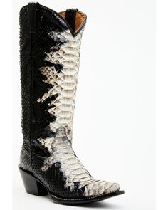 Idyllwind Women's Stunner Exotic Python Western Boots - Snip Toe, Black/white Idyllwind Boots, Knee High Western Boots, Tall Western Boot, Womens Cowgirl Boots, Leopard Boots, Boot Barn, Black Chunky Heels, Cowboy Boots Women, Heel Caps