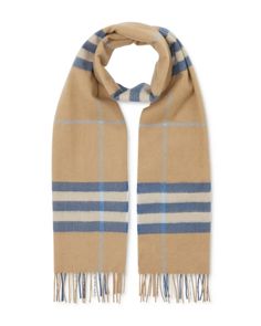 Stay warm in sophisticated style with Burberry's luxe cashmere scarf, canvased with the design house's signature check pattern. Icon Check, Burberry Classic, Blue Bell, Scarf Jewelry, Cashmere Scarf, Check Pattern, Sophisticated Style, Plaid Scarf, Stay Warm