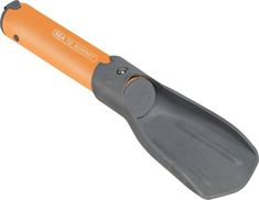 an orange and gray knife on a white background