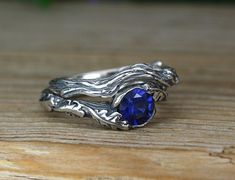 Nature Inspire Sapphire Rings Silver Set Bohemian Twig #bohoring #sapphirering Simple Gemstone Engagement Rings, Silver Ring Wedding, Leaves Ring, Rings Gemstone, Diamond Necklace Designs, Sapphire Rings, Jewelry Sale, Bridesmaid Jewelry Sets, Rings Silver