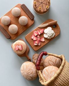 some food is laying out on top of a table with utensils and other items