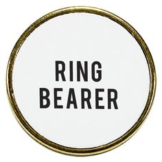 a ring bearer pin with the word ring bearer printed on it in black and white