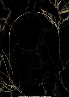 a black and gold marble background with a golden rectangle in the shape of a plant