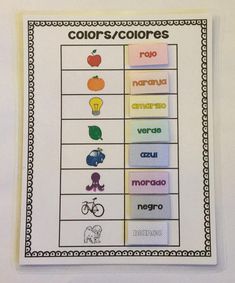 an activity sheet with words and pictures for color - s / colors in the classroom