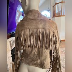 Nwot Bcbgeneration Camel Fringe Moto Jacket Size Medium Perfect Condition! Gorgeous And Fun Faux Suede Jacket For Fall! Sleeves Have Stretch Material Under The Arm For A More Comfortable Fit. This Jacket Is Awesome! Brown Fringe Outerwear For Spring, Casual Fitted Fringe Outerwear, Faux Suede Jacket, Suede Jacket, Moto Jacket, Faux Suede, Camel, Comfort Fit, Jackets & Coats