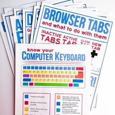 four computer keyboard tabs are stacked on top of each other, with the text'browser tabs and what to do with them '