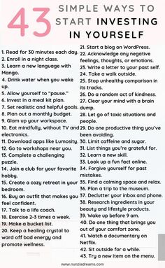 It’s important to make time for yourself each day. Thankfully, investing in yourself doesn’t necessarily require money or large amounts of time. With that being said, here are 43 simple & easy ways to start investing in yourself today! Investing In Yourself, Vie Motivation, Start Investing, A Better Me, Motivation Fitness, Self Care Activities, Better Me, Self Care Routine, Self Improvement Tips