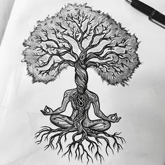 Vivid Yoga Tattoo Vector Art Yoga Drawings, Growth Tattoo, Ant Tattoo, Tattoo Catalog, Chakra Tattoo, Hippie Tattoo, Yoga Tattoos, Mystical Tattoos, Cool Tattoo Drawings