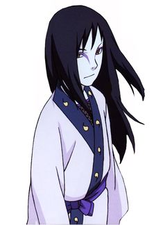 an anime character with long black hair wearing a white shirt and purple tie, standing in front of a white background