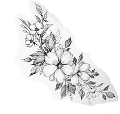 a black and white drawing of flowers