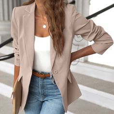 Airport Outfits, Ladies Blazer, Suit Jackets For Women, Open Front Blazer, Casual Blazer, Long Sleeve Blazers, Jacket Pattern, Airport Outfit, Outfits Casual