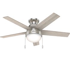 a ceiling fan with a light on the top and one light on the bottom side