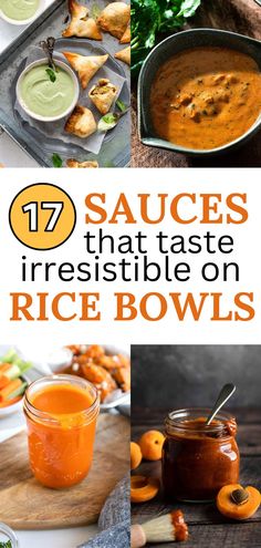 lemon tahini sauce, buffalo sauce, BBQ sauce, and paprika sauce Sauces For Rice, Healthy Sauce For Chicken, Best Sauce For Chicken, Low Calorie Sauces, Rice Bowls Healthy, Veggie Rice Bowl, Vegetarian Sauces, The Best Rice, Best Rice