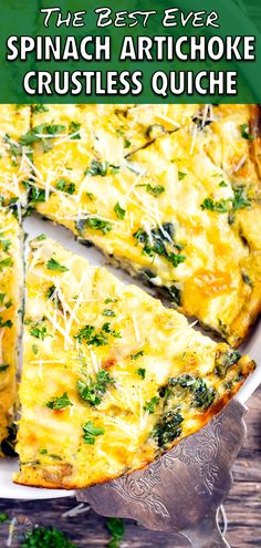 the best ever spinach artichoke crustless quiche