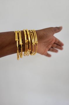 Handmade and high quality stackable bracelets. Available as a set of FOUR or  SIX. Stainless Steel. No tarnishing or fading. 18k Gold Plated. Very lightweight so get for stacking.  Created to be adjustable  W E' R E    S O C I A L  * IG: @MoonGoddessVibez * TIKTOK: https://www.tiktok.com/@shopmoongoddess *  PINTEREST: https://www.pinterest.com/MoonGoddessShop/ Many THANKS for visiting us ✨️ Adjustable Stackable Gold-plated Bangle, Adjustable Stackable Bangle For Everyday, Adjustable Stackable Gold Cuff Bracelet, Gold Stackable Adjustable Cuff Bracelet, Adjustable Round Gold Bracelet Stackable, Adjustable Round Gold Stackable Bracelet, Adjustable Yellow Gold Hoop Bracelets, Adjustable Stackable Round Gold Bracelet, Adjustable Gold-plated Stackable Bracelets