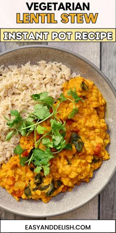 Close up of a plate of lentil stew with rice. Instant Pot Lentils, Lentil Stew Recipes, Moroccan Stew, Healthy Weeknight Dinners, Lentil Stew, Delicious Soup Recipes