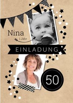 an image of a birthday card with the number 50 and two pictures of a baby