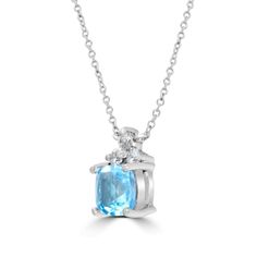 Designed with genuine blue topaz and cubic zirconia accents, this sterling silver necklace adds a touch of elegance to any outfit.  Rhodium plated to reduce tarnishing.  Includes a black gift pouch. Stylish Watches, Gift Pouch, Black Gift, Topaz Gemstone, Chain Pendant, Sterling Silver Necklace, Chain Pendants, Gemstone Colors, Cable Chain