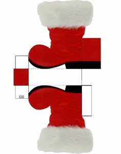 a red and white christmas stocking with santa's hat on the bottom half