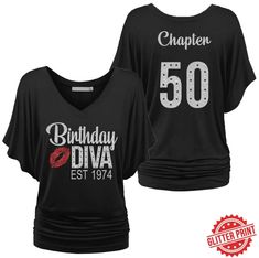 a women's birthday shirt with the number 50 on it