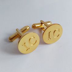 Gold Engraved Wedding Cufflinks,Personalized Wedding Cufflinks,Two Iinitial CuffLinks,Gift for Fathe Monogram Cufflinks, Monogrammed Cufflinks, Initial Cufflinks, Wedding Cuff Links, Gift For Fathers Day, Monogram Earrings, Map Jewelry, Engraved Cufflinks, Puzzle Jewelry