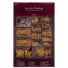 the jewelry findings kit contains many different types of beads